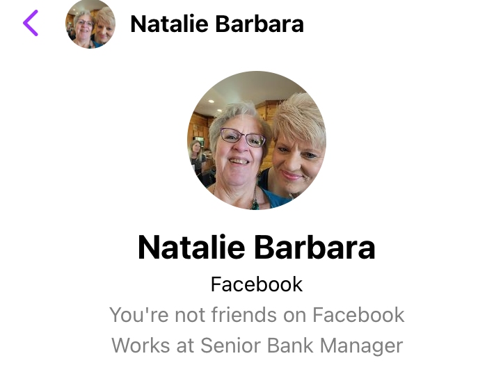 FaceBook user "Natalie Barbara" is a scammer! BEWARE!